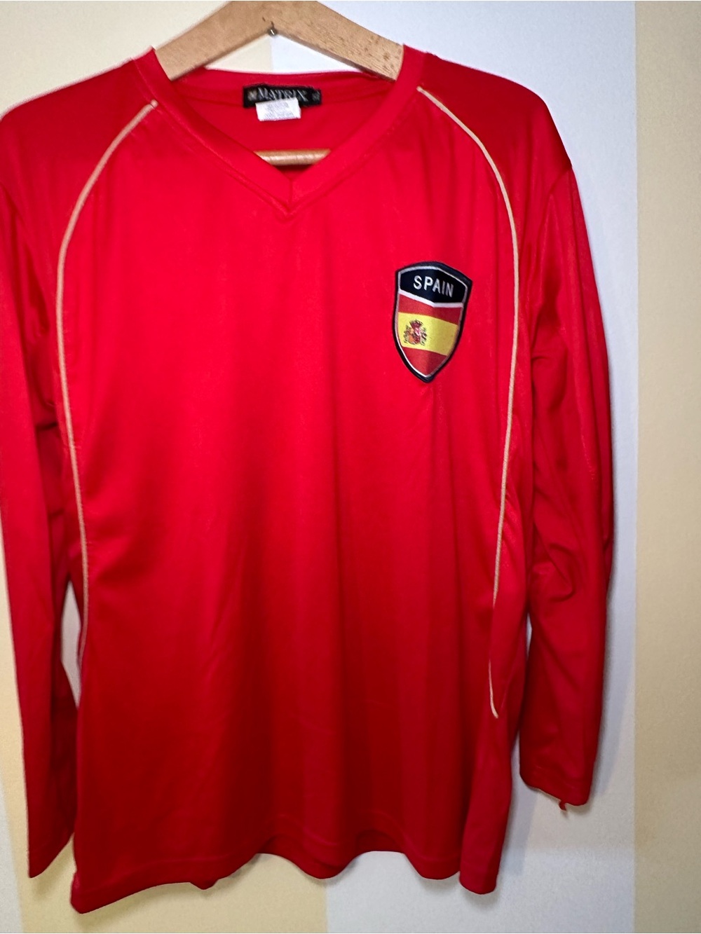 Matrix Spain Soccer Jersey Shirt Long Sleeve Mens XL Red National Team Crest Top